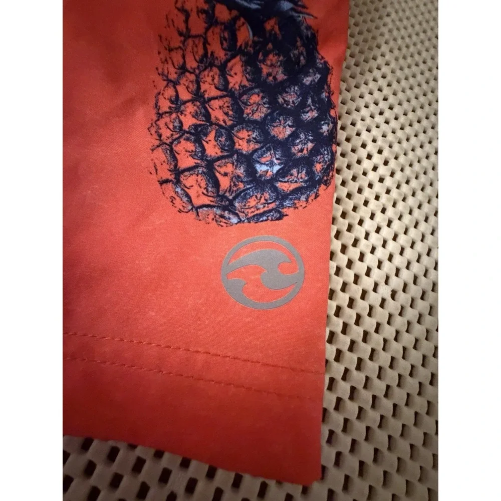 OCEAN CURRENT Swim Trunks L/XL Men Large Pineapple Orange Pink Shorts Lined Mesh